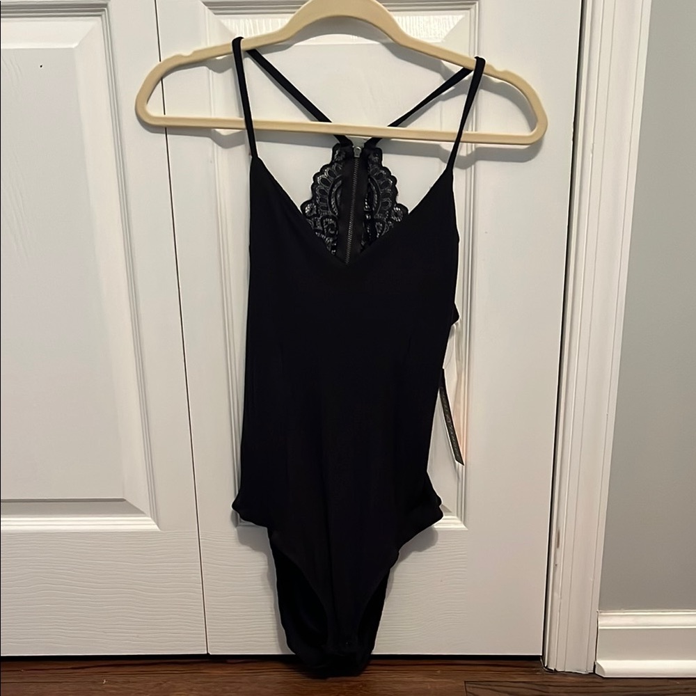 Black Lace-Back Bodysuit